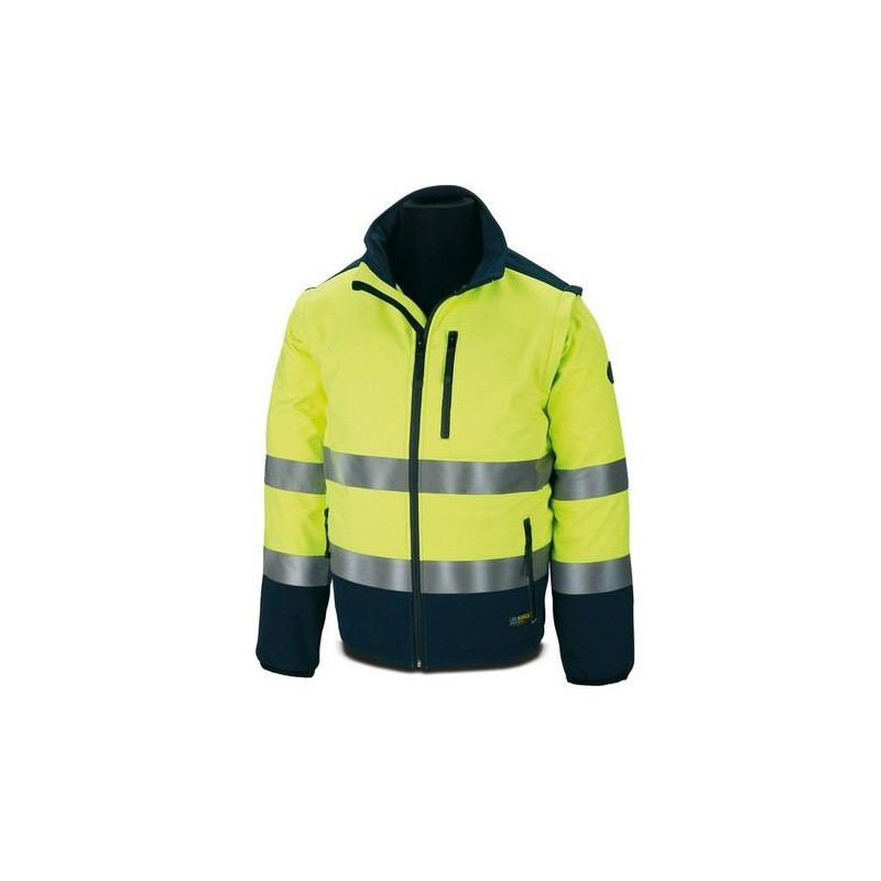 CAZADORA TIPO SOFT SHELL AMARILLA AZUL T.S 288CSFY