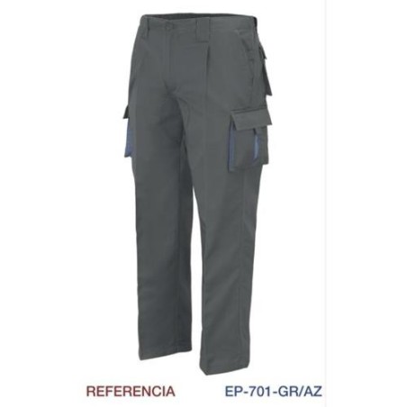PANTALON MULTIBOLSILLOS C/REFUERZO GRIS L9000 T-56