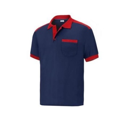 POLO CARGO CON BOLSILLO MANGA CORTA AZUL/ROJO M