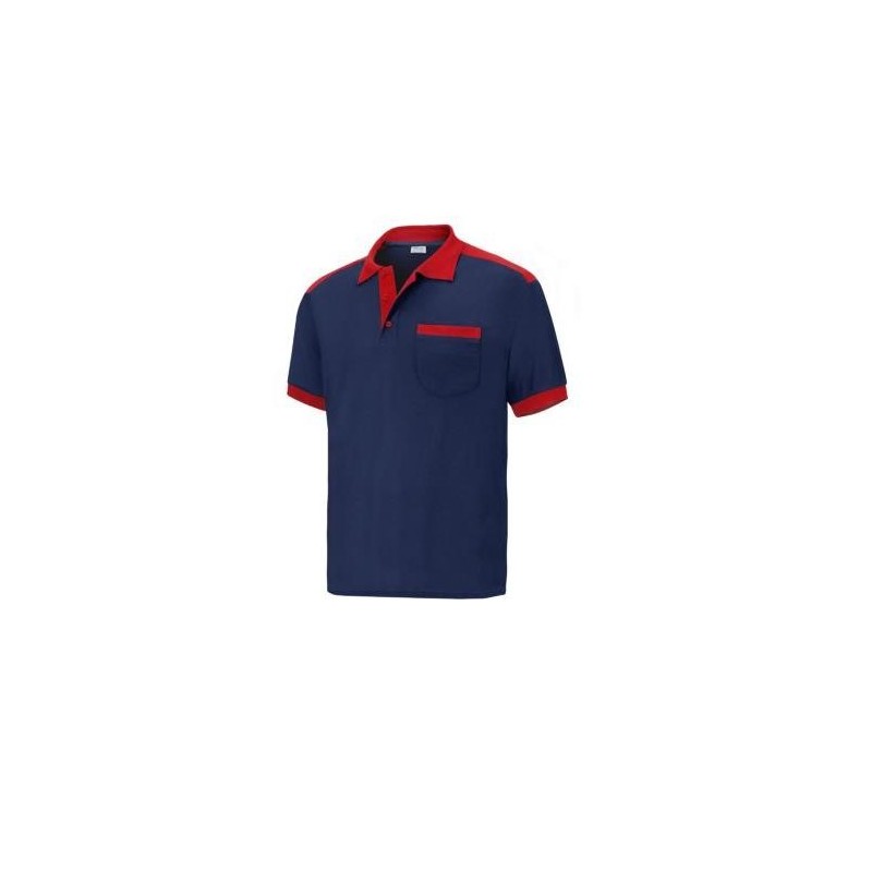 POLO CARGO CON BOLSILLO MANGA CORTA AZUL/ROJO L