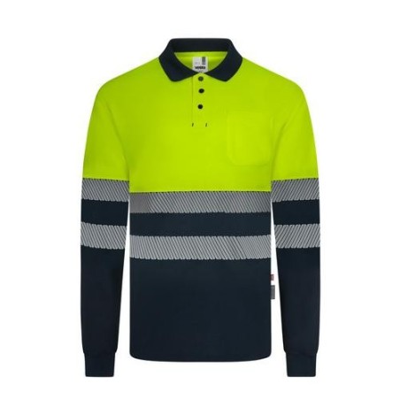 POLO GRIS BICOLOR M/L ALTA VISIBIL AZUL/AMAR T.L