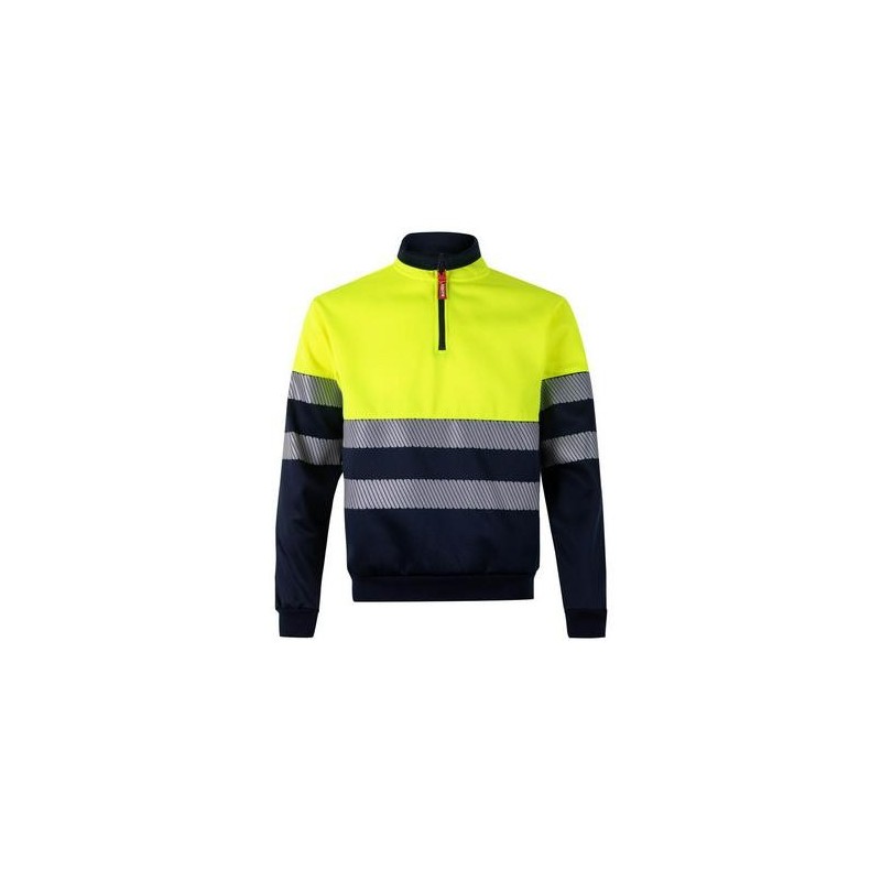 SUDADERA CREMALLERA ALTA VISIBIL AZUL/AMAR T.M