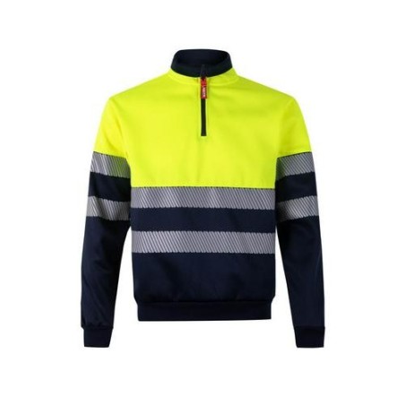 SUDADERA CREMALLERA ALTA VISIBIL AZUL/AMAR T.XL