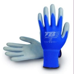 GUANTE NYLON AZUL POLIURETANO GRIS 500AZ URETAN-10