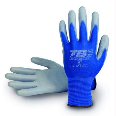 GUANTE NYLON AZUL POLIURETANO GRIS 500AZ URETAN-10