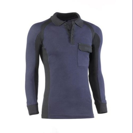 POLO PIQUE MANGA LARGA FLEX MARINO/NEGRO 681/S