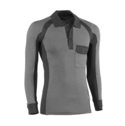 POLO PIQUE MANGA LARGA FLEX GRIS/NEGRO 671-S