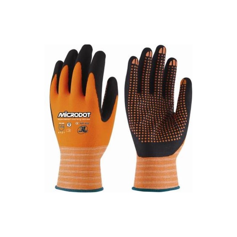 GUANTE NYLON NARANJA MICRODOT T- 8 WX-666 T8