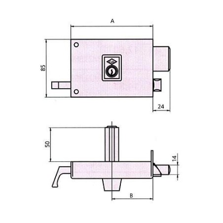 CERRADURA SOBREPONER 125A 14 IZDA. HE PF. CVL