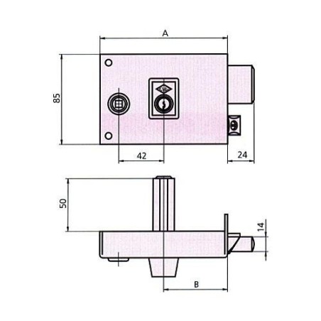 CERRADURA SOBREPONER 1125BR 14 DCHA. HE RD.