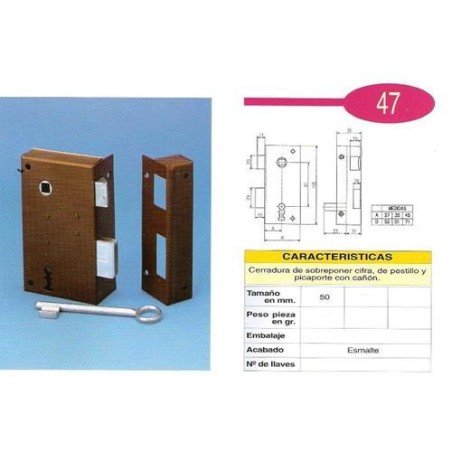 CERRADURA SOBREPONER 47/A 5 DCHA. HE ILARGI