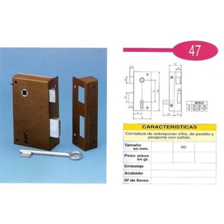 CERRADURA SOBREPONER 47/A 6 IZDA. HE ILARGI