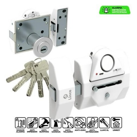 CERROJO ALTA SEGURIDAD CON ALARMA BLANCO