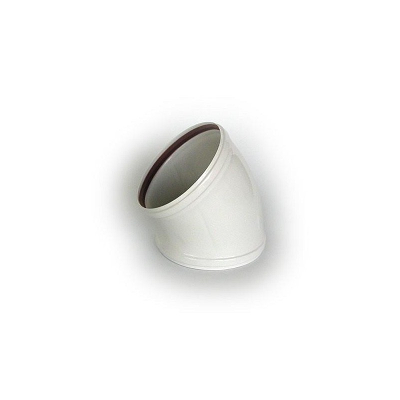 CODO CON JUNTAS 45   125 MM. ALUMINIO BLANCO