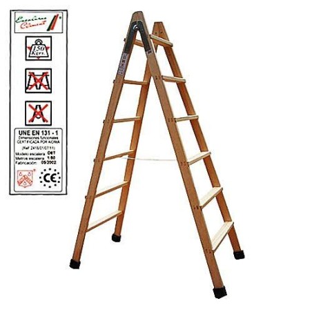ESCALERA MADERA DOBLE 5-PELDAÑOS CON TACO D5T