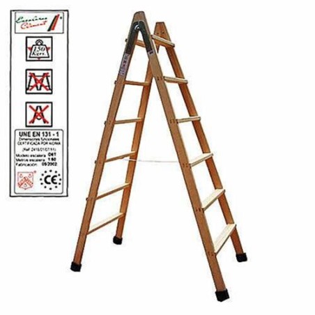 ESCALERA MADERA DOBLE 6-PELDAÑOS CON TACO D6T