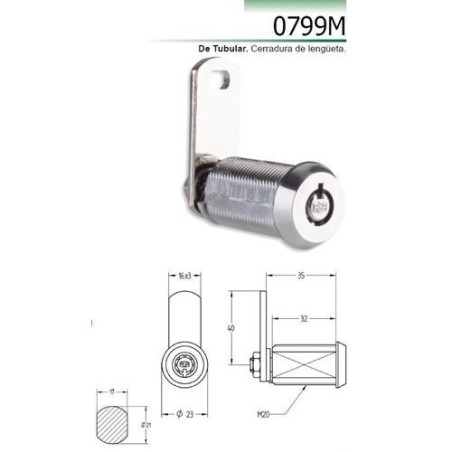 CERRADURA LLAVE TUBULAR CROM 0799-M