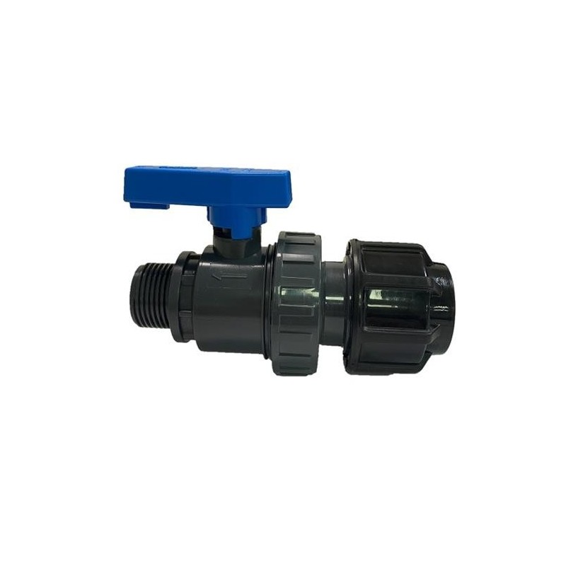 VALVULA BOLA PVC UNION SIMPLE RH 3/4-FITTING Ø25