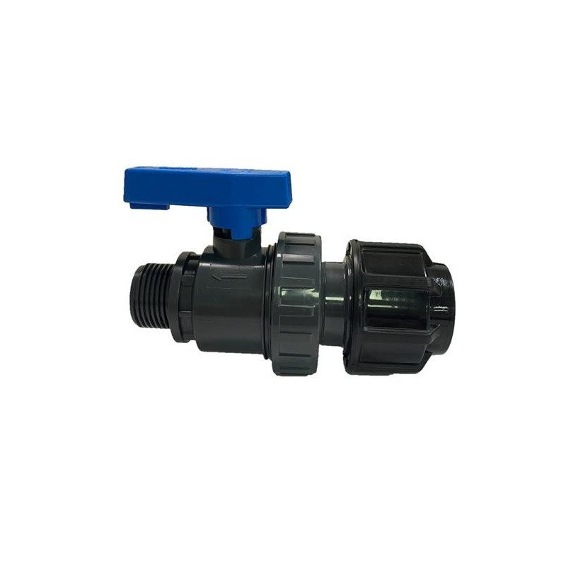VALVULA BOLA PVC UNION SIMPLE RH 1-FITTING Ø32