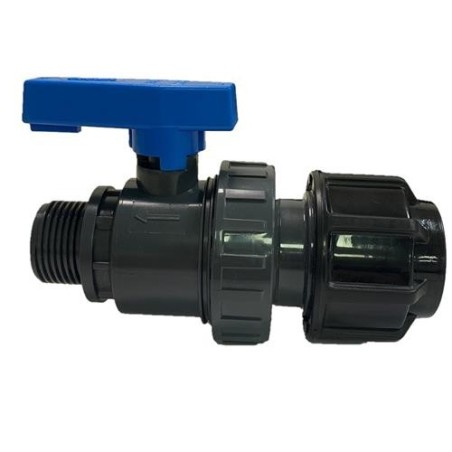 VALVULA BOLA PVC UNION SIMPLE RH 1-FITTING Ø32