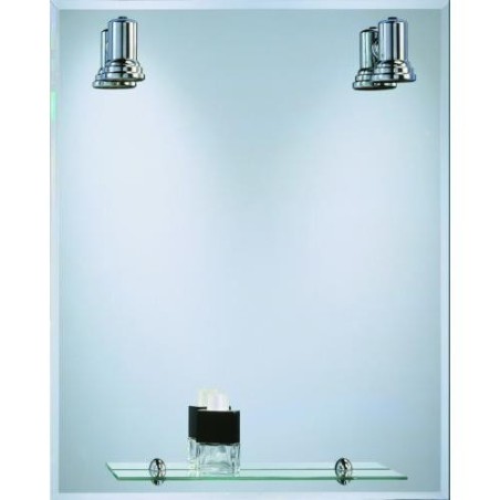 ESPEJO BATHSTAGE BISEL MURAL 60X75 C/FOCOS+ESTANTE