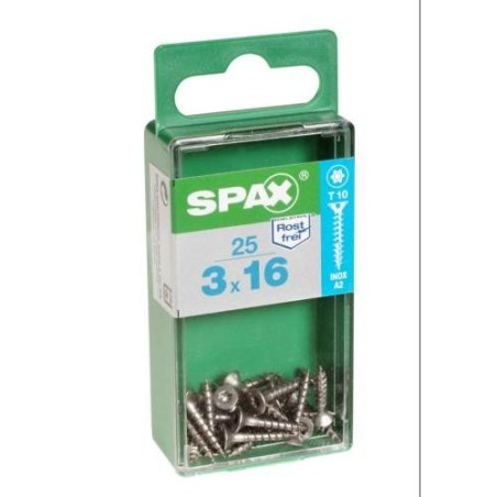 TORNILLO SPAX C/PL TORX INOX. 3.0X16 C/25 UDS