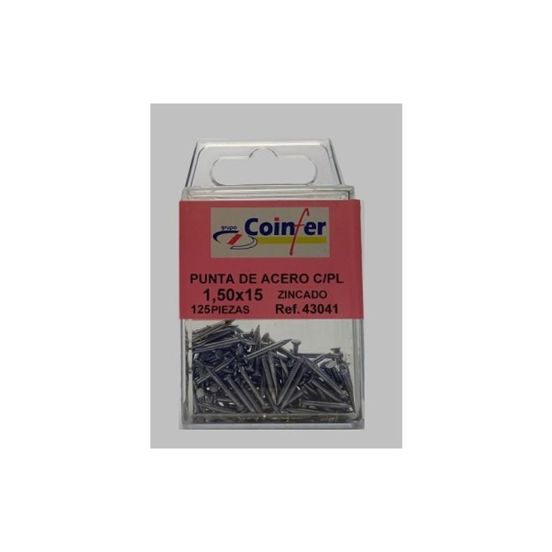 PUNTA ACERO C/PL. 1,50X15 ZN. BLISTER
