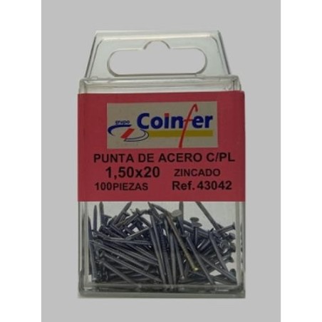 PUNTA ACERO C/PL. 1,50X20 ZN. BLISTER