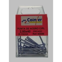 PUNTA ACERO C/PL. 2,50X40 ZN. BLISTER
