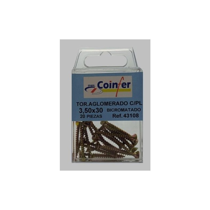 TORNILLO AGLOMERADO C/PL. PZ. 3,5X30 BICRO. BL.