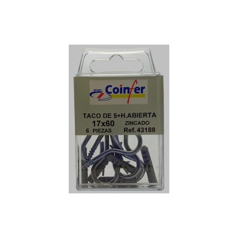 TACO 5 NYLON+ HEMBRILLA ABIERTA 17X60 ZN BLISTER