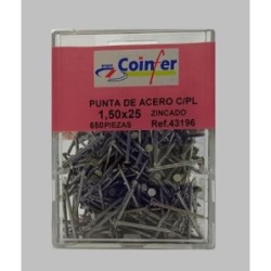 PUNTA ACERO CABEZA PLANA 1,50X25 CINCADO CAJA