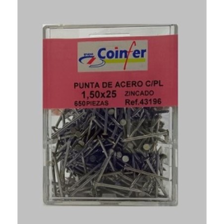 PUNTA ACERO CABEZA PLANA 1,50X25 CINCADO CAJA