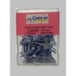 PUNTA ACERO CABEZA PLANA 2,50X40 CINCADO CAJA