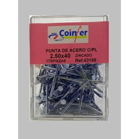 PUNTA ACERO CABEZA PLANA 2,50X40 CINCADO CAJA