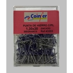 PUNTA HIERRO CABEZA PLANA 1,30X20 CINCADO CAJA
