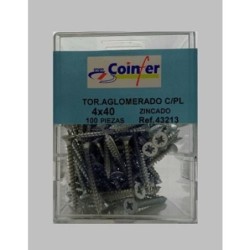 TORNILLO AGLOMERADO CABEZA PLANA 4X40 ZN. CAJA