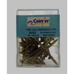 TORNILLO AGLOMERADO C/PL. 5X60 BICROMATADO CAJA