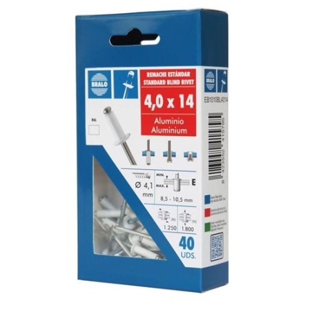 REMACHE ALUMINIO 4,0X12 ECOBLISTER BLANCO (C-45)