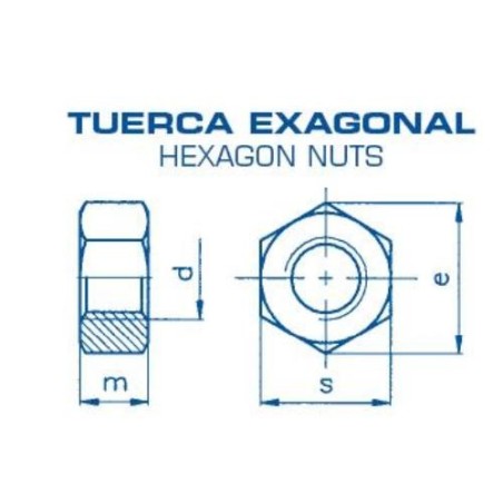 TUERCA EXAGONAL 934 INOX. A-2 14 (CENT.)