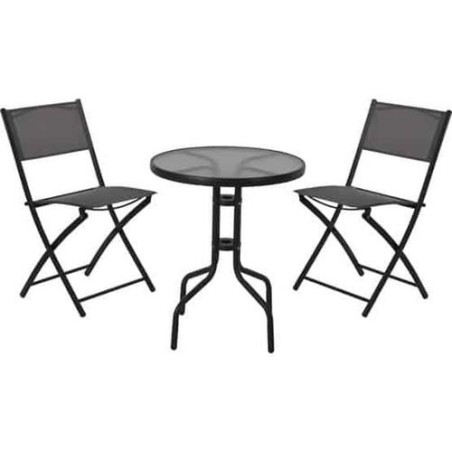 CONJUNTO METAL MESA+2 SILLAS REDONDA X60000110