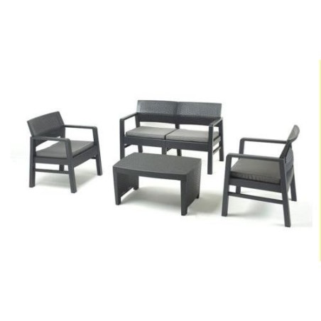CONJUNTO SOFA + 2 SILLONES + MESA C/COJINES