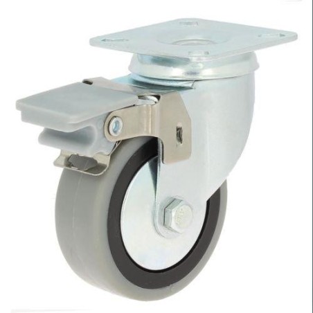 RUEDA CON SOPORTE PLACA ARO GOMA 50 C/FRENO 79326