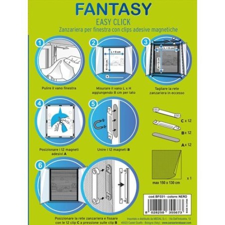 MOSQUITERA VENTANA 150X130 C/ CLIPS ADHESIV MAGNET