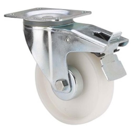 RUEDA GIRATORIA FRENO POLIAMIX BLANCO 160MM