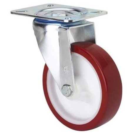 RUEDA POLIURETANO ROJA GIRATORIA 125 MM. 2-2357