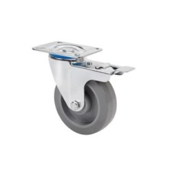 RUEDA GIRATORIA FRENO100 GOMA GRIS ELASTICA 170KG.