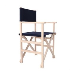 SILLON DIRECTOR SIN BARNIZ LONA AZUL MARINO