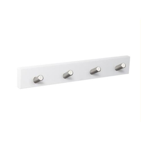 PERCHA PARED BLANCA 4 POMOS INCLINADOS INOX