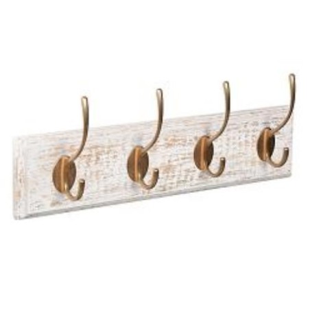 PERCHA PARED MAD.BCO. DESGASTADO 4 GANCHO ORO INCA